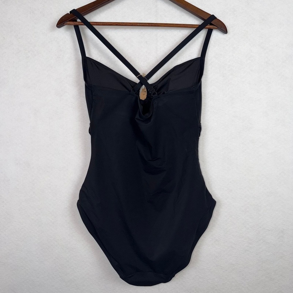 Shapellx One Piece Swimsuit Womens Large Black NWT Ruched Shapewear Cross Back